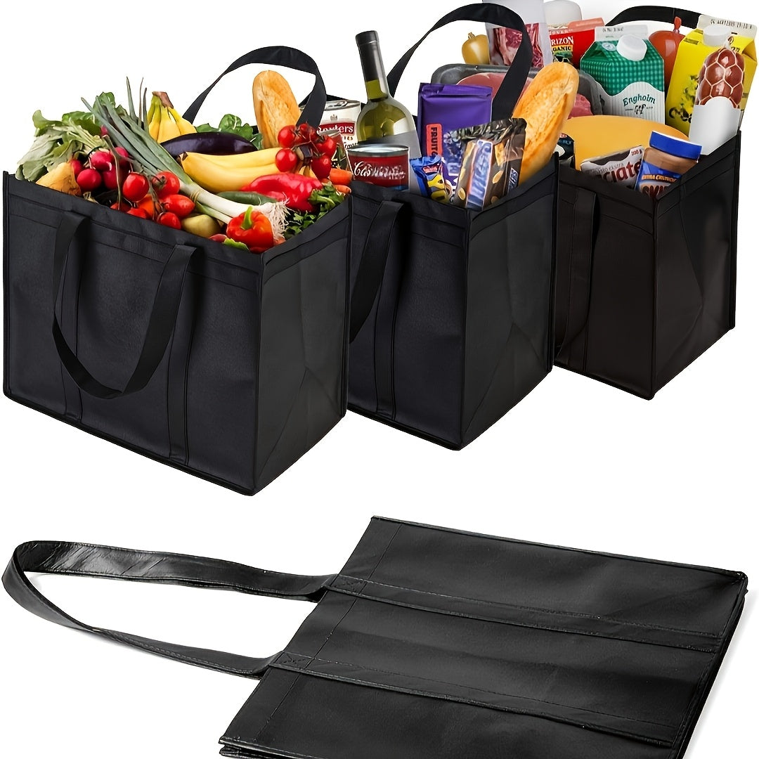 Set Of 3 Durable, Reusable Shopping Bags Made Of Non-woven Fabric, Washable And Foldable, Perfect for Minimalist Shopping.