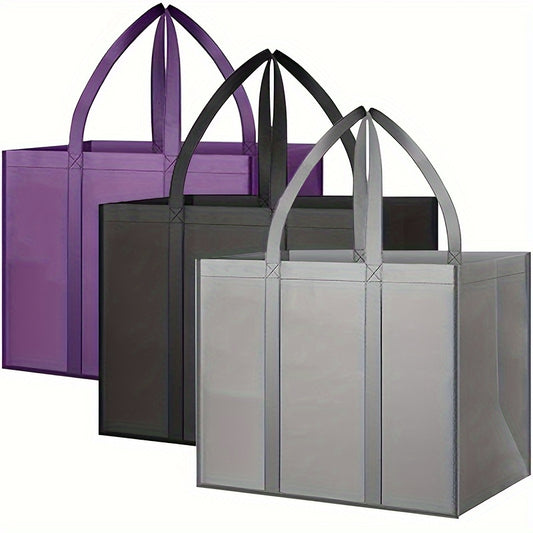 Solid Color Non-Woven Fabric Shopping Bag Foldable Reusable Shopping & Storage Handbag Durable Travel Picnic Camping Outdoor Grocery Bags, For Wedding Easter And Mother'S Day Gift Wrapping