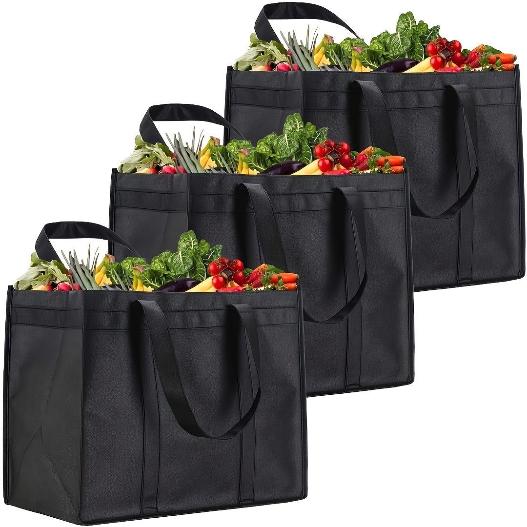 Set Of 3 Durable, Reusable Shopping Bags Made Of Non-woven Fabric, Washable And Foldable, Perfect for Minimalist Shopping.