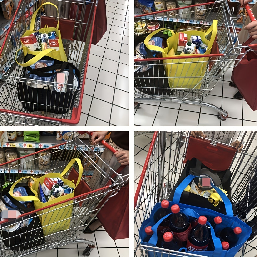 Set Of 3 Durable, Reusable Shopping Bags Made Of Non-woven Fabric, Washable And Foldable, Perfect for Minimalist Shopping.