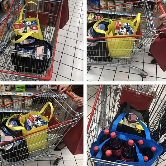 Set Of 3 Durable, Reusable Shopping Bags Made Of Non-woven Fabric, Washable And Foldable, Perfect for Minimalist Shopping.