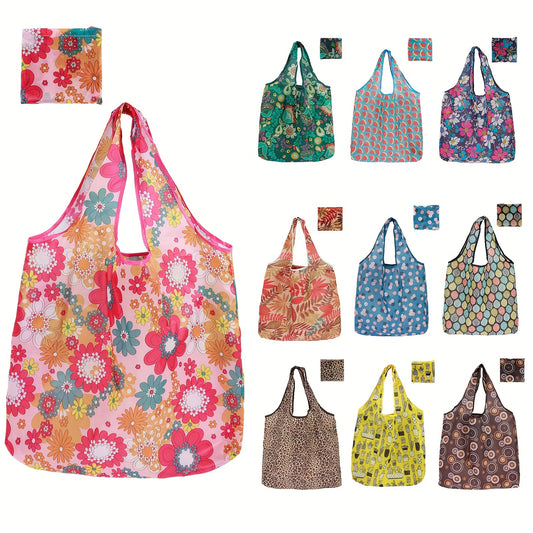 Large Capacity Shopping Bags 10pcs Reusable and Foldable Grocery Bags Set with Handle Design Waterproof Tote Bags High-Quality for Outdoor Travel Food Grocery Storage